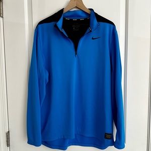 Nike Mens Golf Quarter Zip Pullover Blue Black Size XLarge Dri-Fit Athletic
